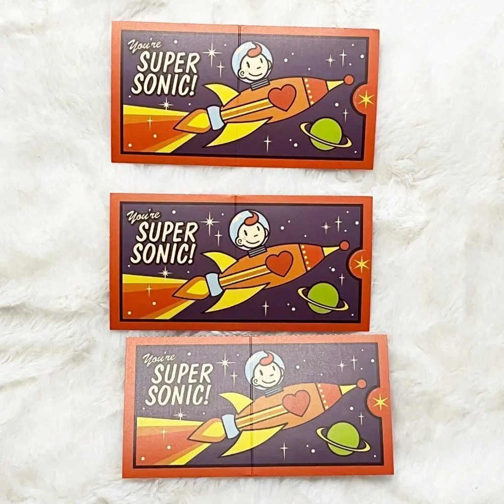 🔮 5/$25 Vintage Y2K Space, Robot & Alien Themed Valentine‎ Cards & Stickers